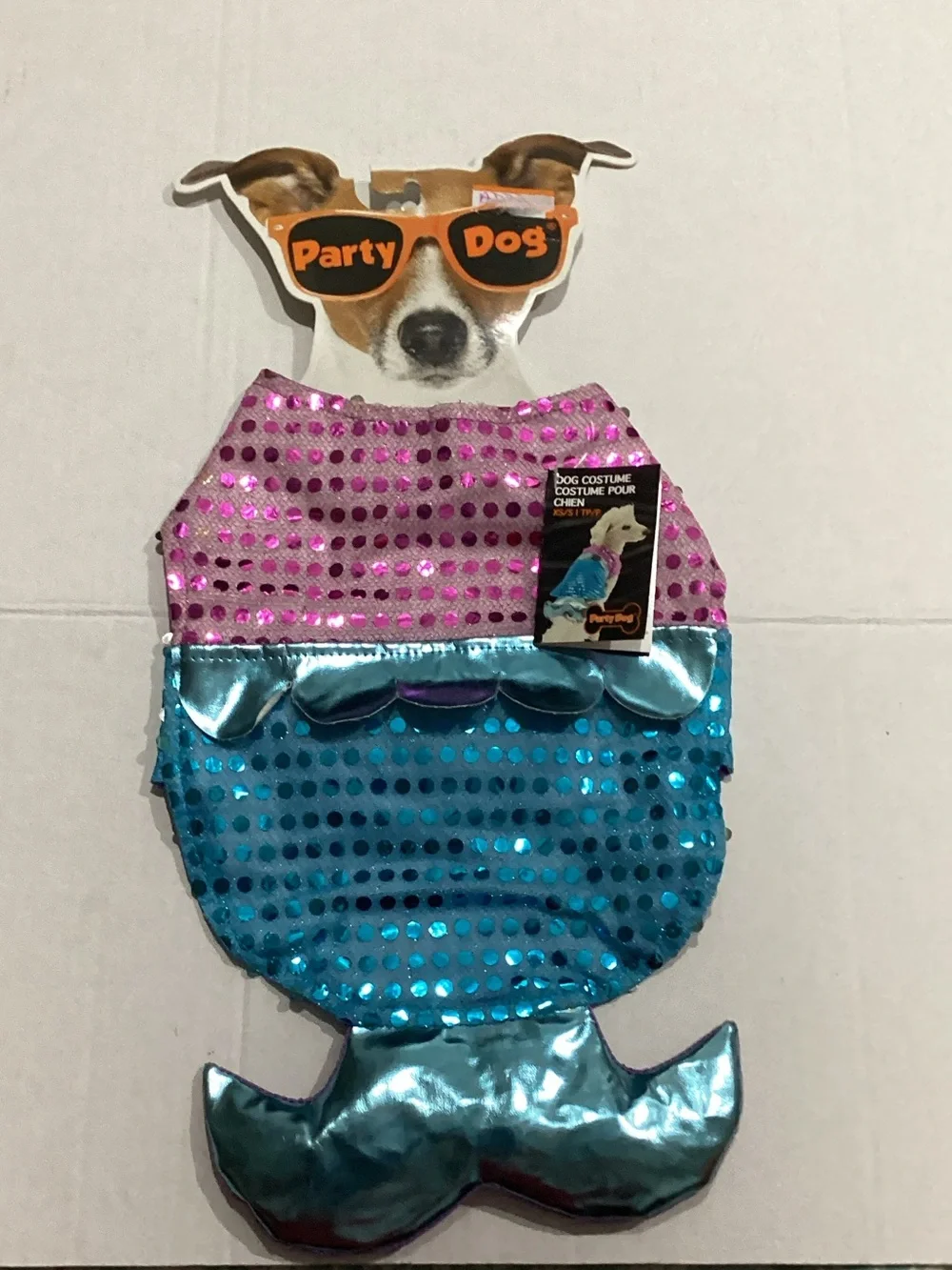 Sequin Mermaid Dog Costume - Pink & Blue Size XS/S